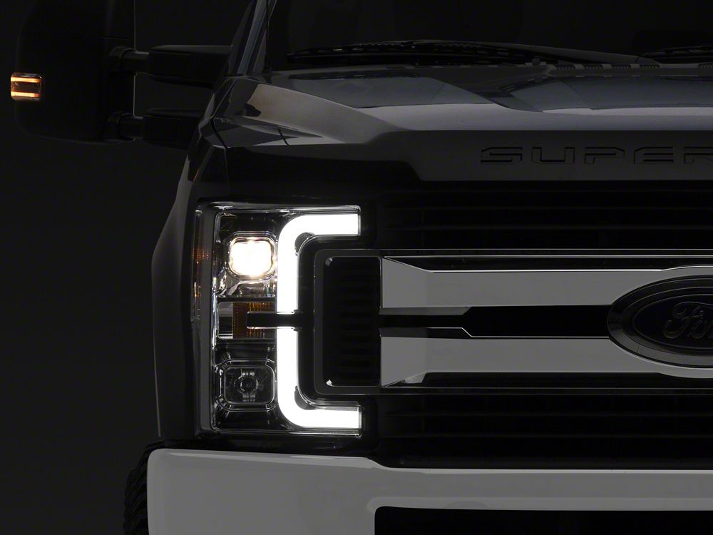 Raxiom Axial Series LED DRL Projector Headlights; Chrome Housing; Clear Lens (17-19 F-250 Super Duty w/ Factory Halogen Headlights)