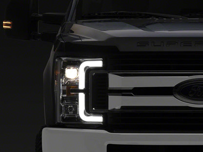 Raxiom Axial Series LED DRL Projector Headlights; Chrome Housing; Clear Lens (17-19 F-250 Super Duty w/ Factory Halogen Headlights)