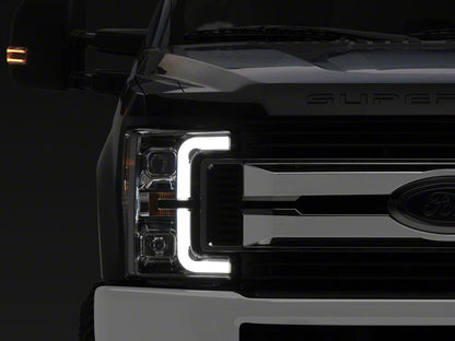 Raxiom Axial Series LED DRL Projector Headlights; Chrome Housing; Clear Lens (17-19 F-250 Super Duty w/ Factory Halogen Headlights)