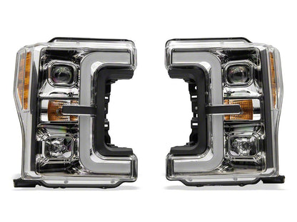 Raxiom Axial Series LED DRL Projector Headlights; Chrome Housing; Clear Lens (17-19 F-250 Super Duty w/ Factory Halogen Headlights)