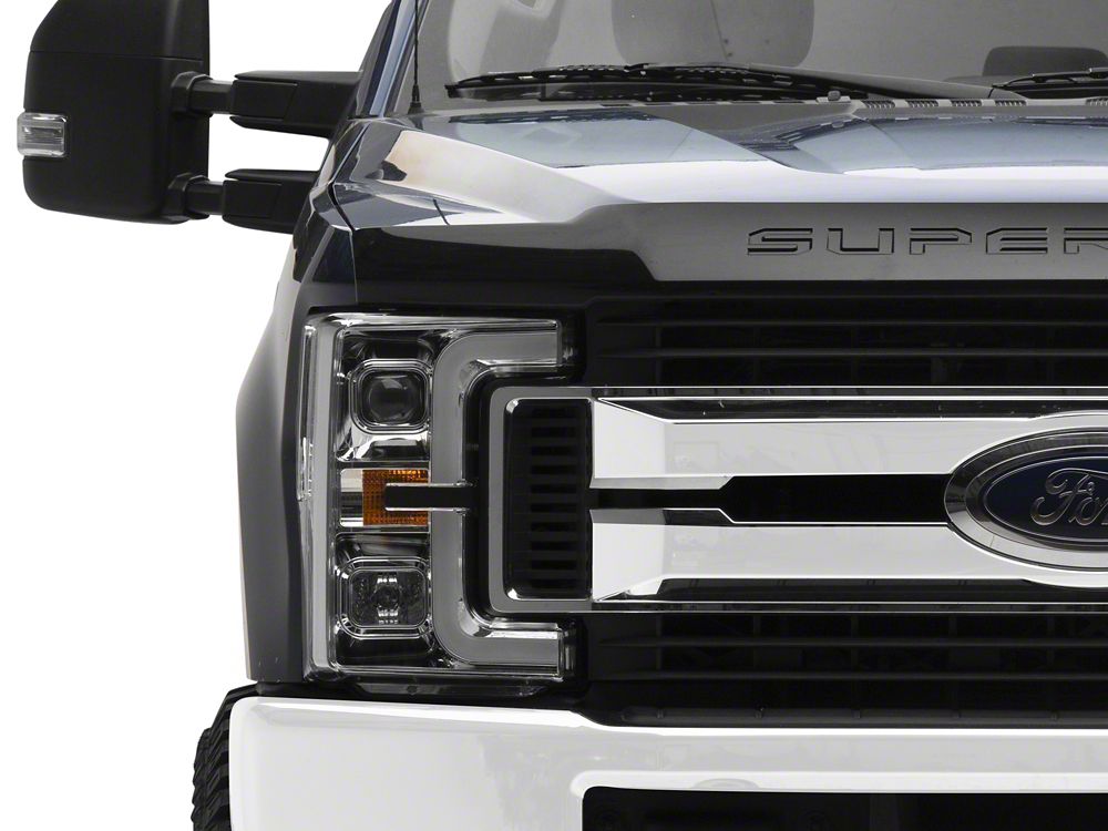 Raxiom Axial Series LED DRL Projector Headlights; Chrome Housing; Clear Lens (17-19 F-250 Super Duty w/ Factory Halogen Headlights)