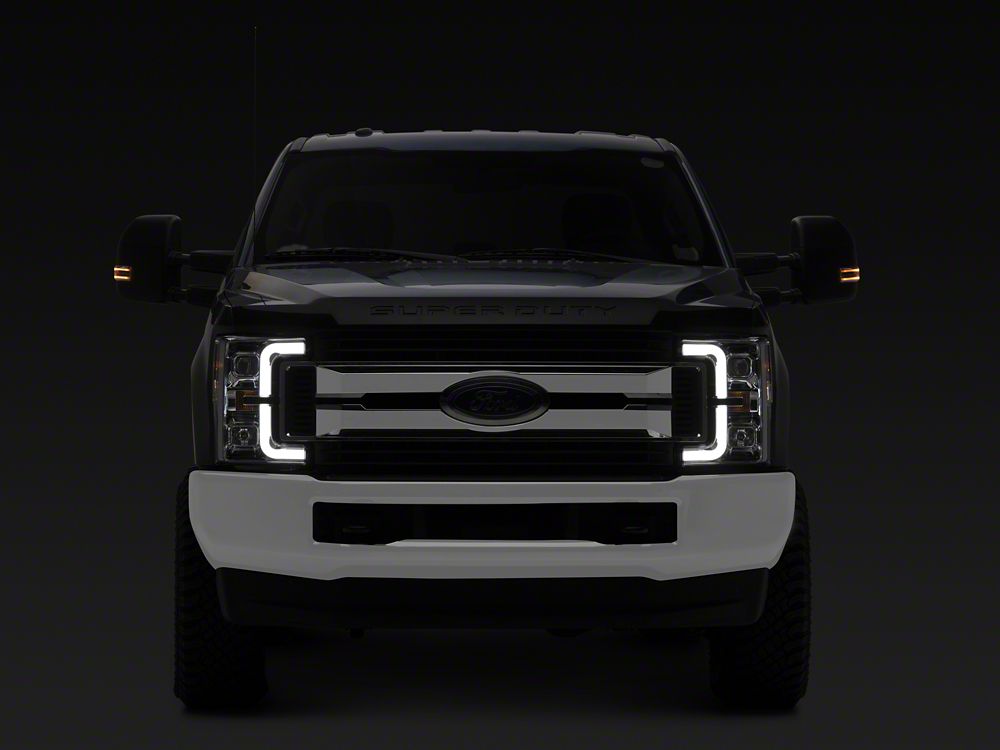 Raxiom Axial Series LED DRL Projector Headlights; Chrome Housing; Clear Lens (17-19 F-250 Super Duty w/ Factory Halogen Headlights)