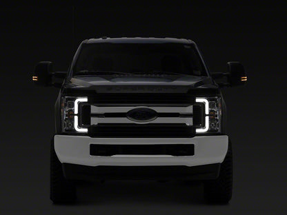 Raxiom Axial Series LED DRL Projector Headlights; Chrome Housing; Clear Lens (17-19 F-250 Super Duty w/ Factory Halogen Headlights)