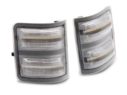 Raxiom Axial Series LED Sequential Switchback Side Mirror Marker Lamps; Clear (11-16 F-250 Super Duty)
