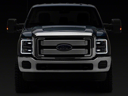 Raxiom LED Projector Headlights with Switchback Turn Signals; Black Housing; Clear Lens (11-16 F-250 Super Duty)