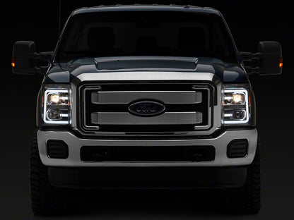 Raxiom LED Projector Headlights with Switchback Turn Signals; Chrome Housing; Clear Lens (11-16 F-250 Super Duty)