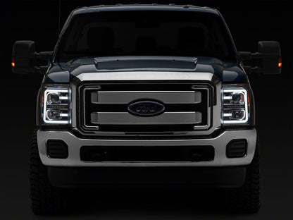 Raxiom LED Projector Headlights with Switchback Turn Signals; Chrome Housing; Clear Lens (11-16 F-250 Super Duty)