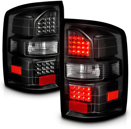 Raxiom Axial Series LED Tail Lights; Black Housing; Clear Lens (15-19 Sierra 3500 HD SRW w/ Factory Halogen Tail Lights)