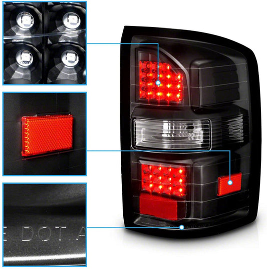 Raxiom Axial Series LED Tail Lights; Black Housing; Clear Lens (15-19 Sierra 3500 HD SRW w/ Factory Halogen Tail Lights)