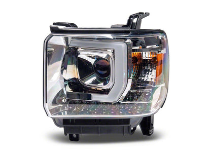 Raxiom Axial Series Projector Headlights; Chrome Housing; Clear Lens (15-16 Sierra 3500 HD w/ Factory Halogen Headlights)