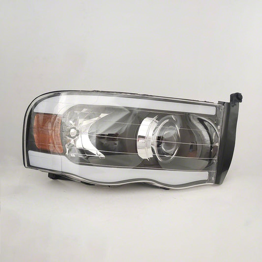 Raxiom Axial Series Projector Headlights with LED Bar; Black Housing; Clear Lens (03-05 RAM 3500)