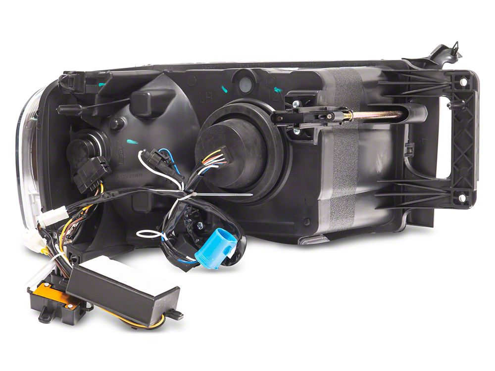 Raxiom Axial Series Proejctor Headlights with Sequential LED Bar; Black Housing; Clear Lens (03-05 RAM 3500)