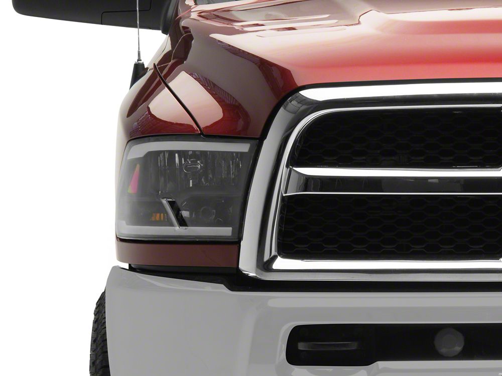 Raxiom Axial Series Headlights with LED Bar; Black Housing; Clear Lens (10-18 RAM 3500 w/ Factory Halogen Non-Projector Headlights)