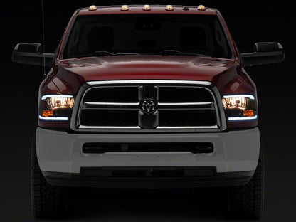 Raxiom Axial Series Headlights with LED Bar; Black Housing; Clear Lens (10-18 RAM 3500 w/ Factory Halogen Non-Projector Headlights)