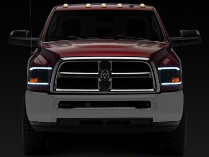 Raxiom Axial Series Headlights with LED Bar; Black Housing; Clear Lens (10-18 RAM 3500 w/ Factory Halogen Non-Projector Headlights)