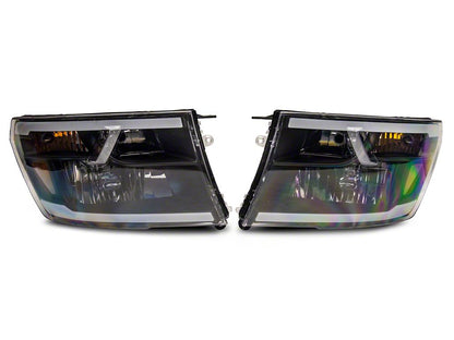 Raxiom Axial Series Headlights with Sequential LED Bar; Black Housing; Clear Lens (10-18 RAM 3500 w/ Factory Halogen Non-Projector Headlights)
