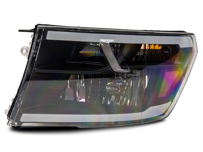 Raxiom Axial Series Headlights with Sequential LED Bar; Black Housing; Clear Lens (10-18 RAM 3500 w/ Factory Halogen Non-Projector Headlights)