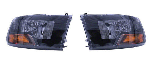 Raxiom Axial Series Euro Style Headlights with Single Bulb; Black Housing; Clear Lens (10-18 RAM 2500 w/ Factory Halogen Non-Projector Headlights)