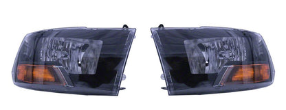 Raxiom Axial Series Euro Style Headlights with Single Bulb; Black Housing; Clear Lens (10-18 RAM 3500 w/ Factory Halogen Non-Projector Headlights)
