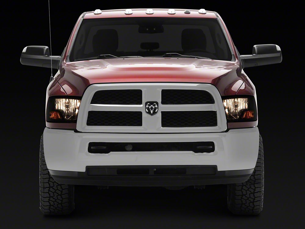 Raxiom Axial Series OEM Style Replacement Headlights with Single Bulb; Chrome Housing; Smoked Lens (10-18 RAM 3500 w/ Factory Halogen Non-Projector Headlights)