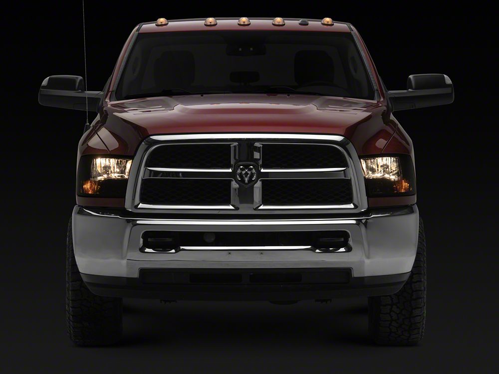 Raxiom Axial Series OEM Style Replacement Headlights with Dual Bulb; Chrome Housing; Smoked Lens (10-18 RAM 3500 w/ Factory Halogen Non-Projector Headlights)