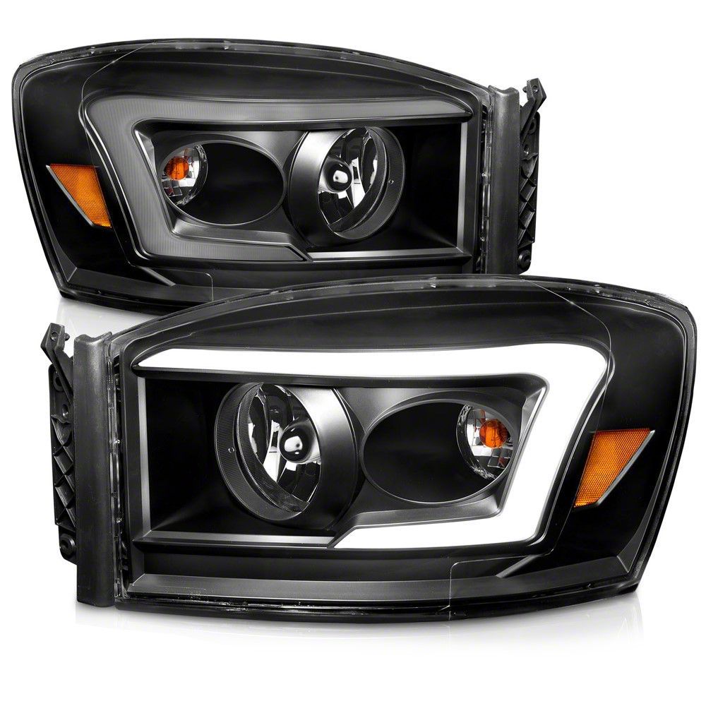 Raxiom Axial Series LED DRL Projector Headlights; Black Housing; Clear Lens (06-09 RAM 3500)