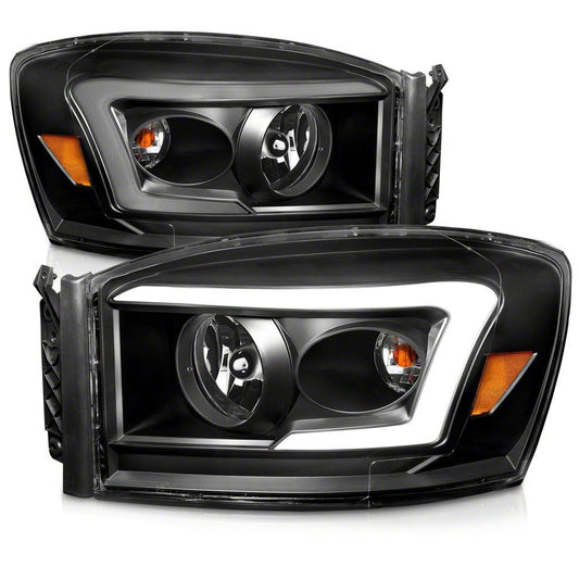 Raxiom Axial Series LED DRL Projector Headlights; Black Housing; Clear Lens (06-09 RAM 3500)