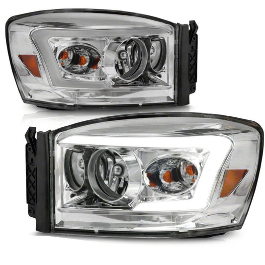 Raxiom Axial Series LED DRL Projector Headlights; Chrome Housing; Clear Lens (06-08 RAM 1500)
