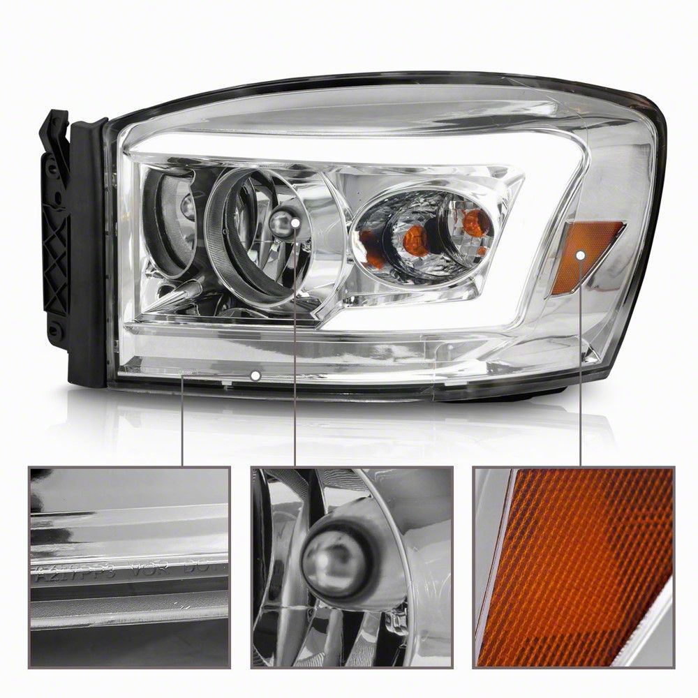 Raxiom Axial Series LED DRL Projector Headlights; Chrome Housing; Clear Lens (06-08 RAM 1500)