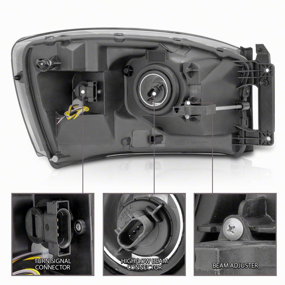 Raxiom Axial Series LED DRL Projector Headlights; Chrome Housing; Clear Lens (06-08 RAM 1500)