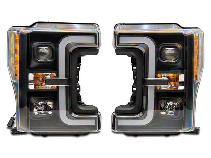 Raxiom Axial Series LED DRL Projector Headlights; Black Housing; Clear Lens (17-19 F-350 Super Duty w/ Factory Halogen Headlights)
