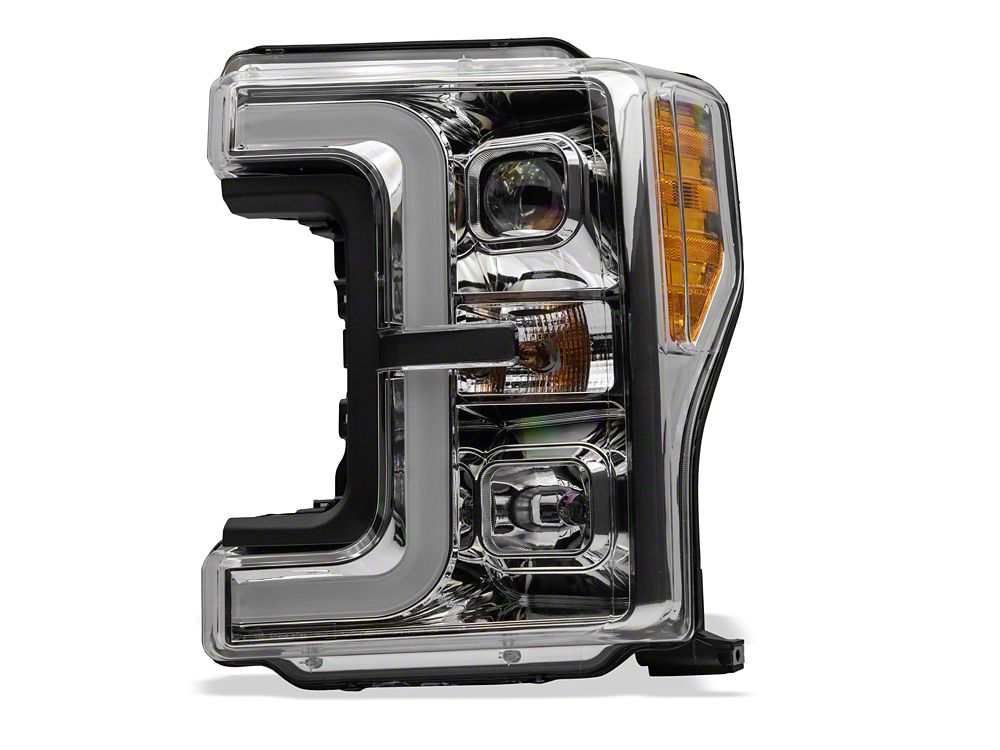 Raxiom Axial Series LED DRL Projector Headlights; Chrome Housing; Clear Lens (17-19 F-350 Super Duty w/ Factory Halogen Headlights)