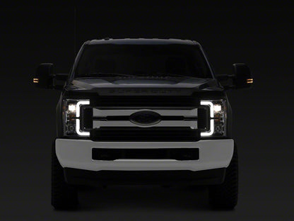 Raxiom Axial Series LED DRL Projector Headlights; Chrome Housing; Clear Lens (17-19 F-350 Super Duty w/ Factory Halogen Headlights)