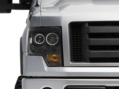 Raxiom Super White LED Halo Projector Headlights; Black Housing; Clear Lens (09-14 F-150 w/ Factory Halogen Headlights)