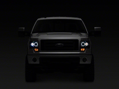 Raxiom Super White LED Halo Projector Headlights; Black Housing; Clear Lens (09-14 F-150 w/ Factory Halogen Headlights)