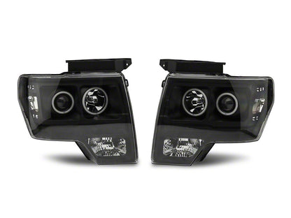Raxiom Super White LED Halo Projector Headlights; Black Housing; Clear Lens (09-14 F-150 w/ Factory Halogen Headlights)