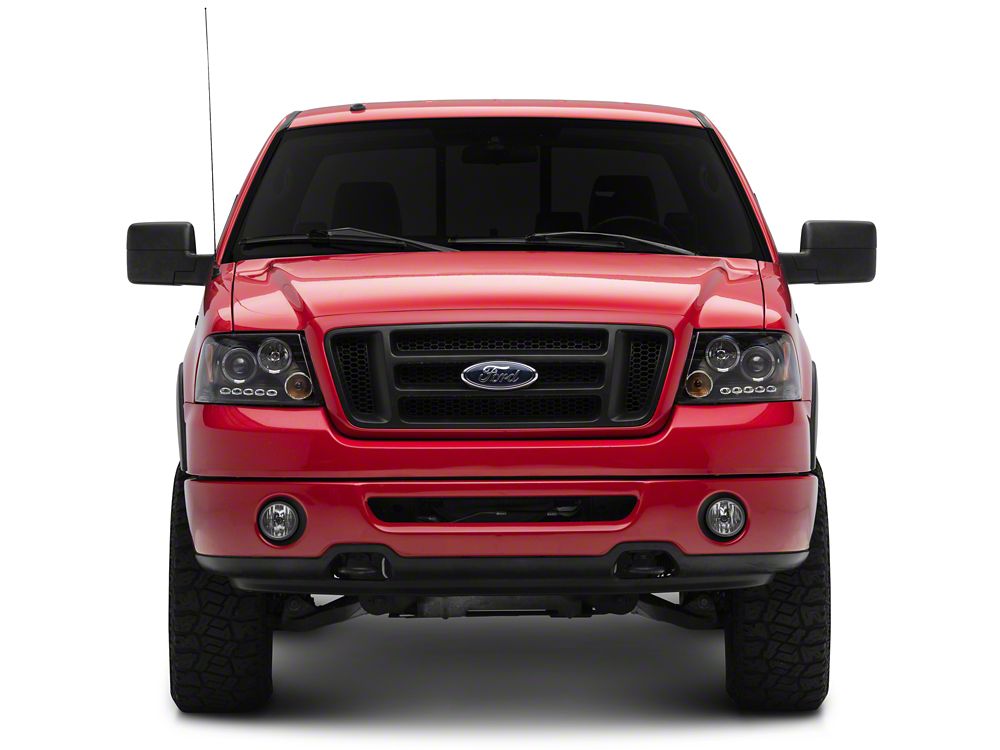 Raxiom Dual LED Halo Projector Headlights; Black Housing; Clear Lens (04-08 F-150)
