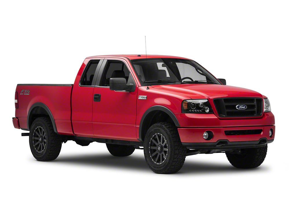 Raxiom Dual LED Halo Projector Headlights; Black Housing; Clear Lens (04-08 F-150)