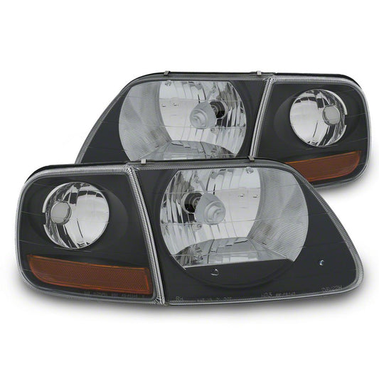 Raxiom G2 Euro Headlights with Parking Lights; Black Housing; Clear Lens (97-03 F-150)