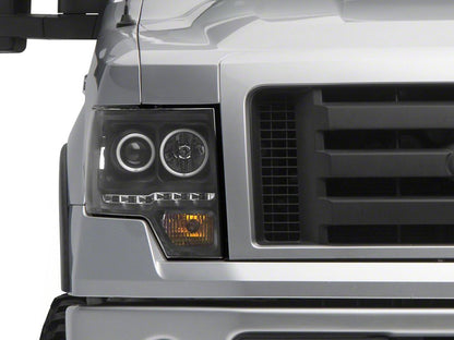 Raxiom G2 Super White LED Halo Projector Headlights; Black Housing; Clear Lens (09-14 F-150 w/ Factory Halogen Headlights)
