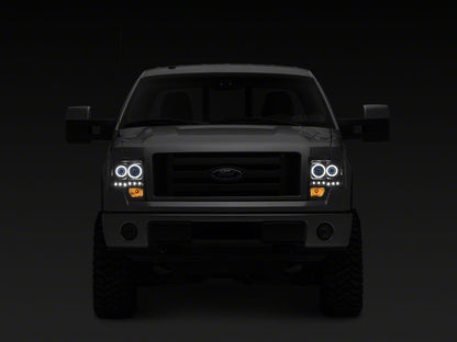 Raxiom G2 Super White LED Halo Projector Headlights; Black Housing; Clear Lens (09-14 F-150 w/ Factory Halogen Headlights)