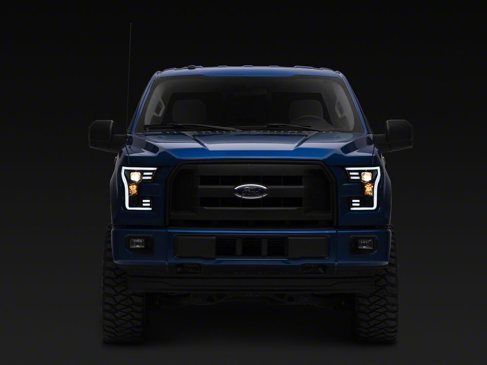 Raxiom G3 Projector Headlights with LED Accent; Black Housing; Clear Lens (15-17 F-150 w/ Factory Halogen Headlights)