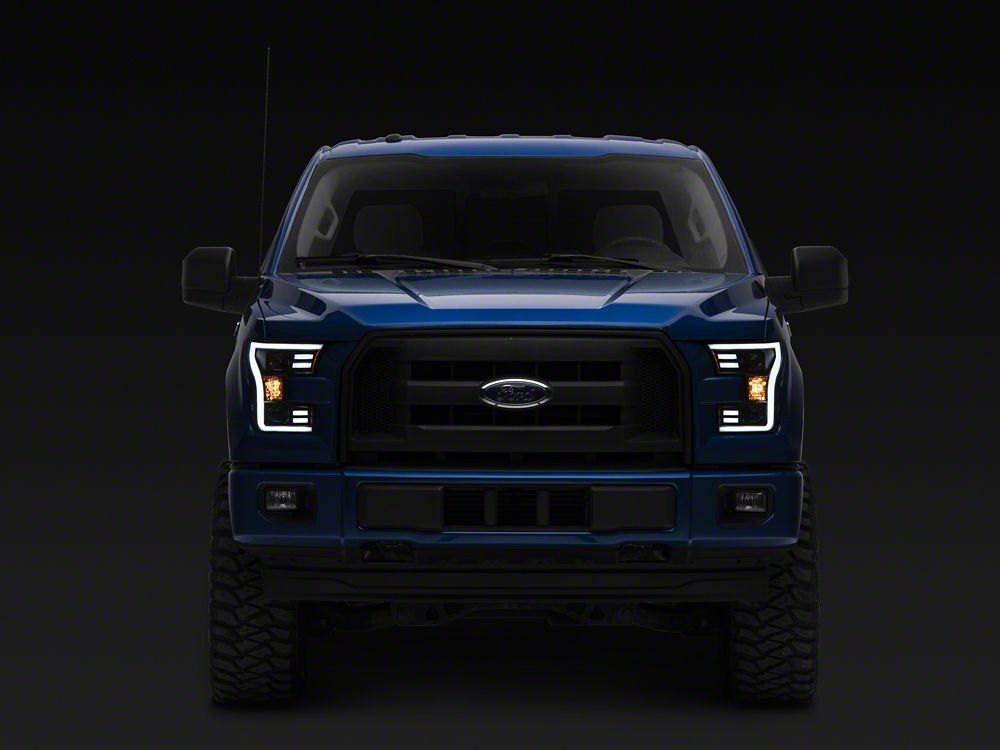 Raxiom G3 Projector Headlights with LED Accent; Black Housing; Clear Lens (15-17 F-150 w/ Factory Halogen Headlights)