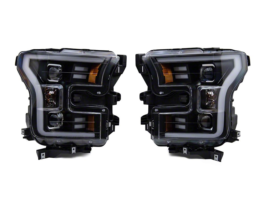 Raxiom G3 Projector Headlights with LED Accent; Black Housing; Clear Lens (15-17 F-150 w/ Factory Halogen Headlights)