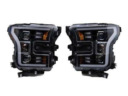 Raxiom G3 Projector Headlights with LED Accent; Black Housing; Clear Lens (15-17 F-150 w/ Factory Halogen Headlights)