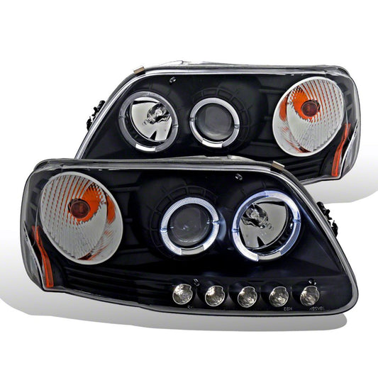 Raxiom LED Halo Projector Headlights; Black Housing; Clear Lens (97-03 F-150)