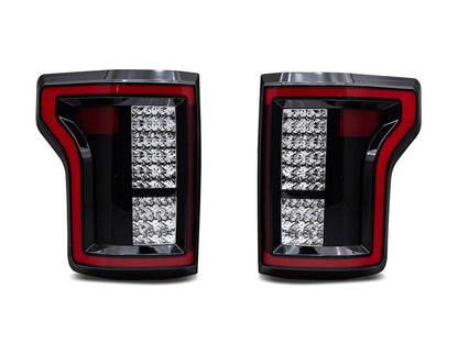 Raxiom LED Tail Lights; Black Housing; Clear Lens (15-17 F-150 w/ Factory Halogen Non-BLIS Tail Lights)
