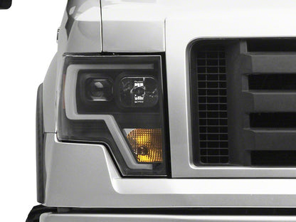 Raxiom Projector Headlights with LED Accent; Black Housing; Clear Lens (09-14 F-150 w/ Factory Halogen Headlights)