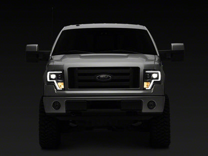 Raxiom Projector Headlights with LED Accent; Black Housing; Clear Lens (09-14 F-150 w/ Factory Halogen Headlights)