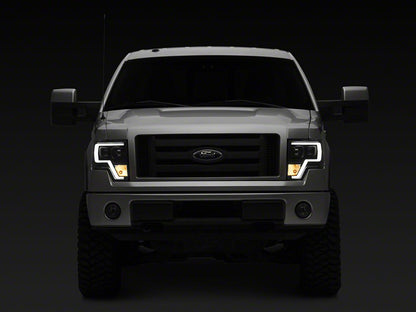 Raxiom Projector Headlights with LED Accent; Black Housing; Clear Lens (09-14 F-150 w/ Factory Halogen Headlights)